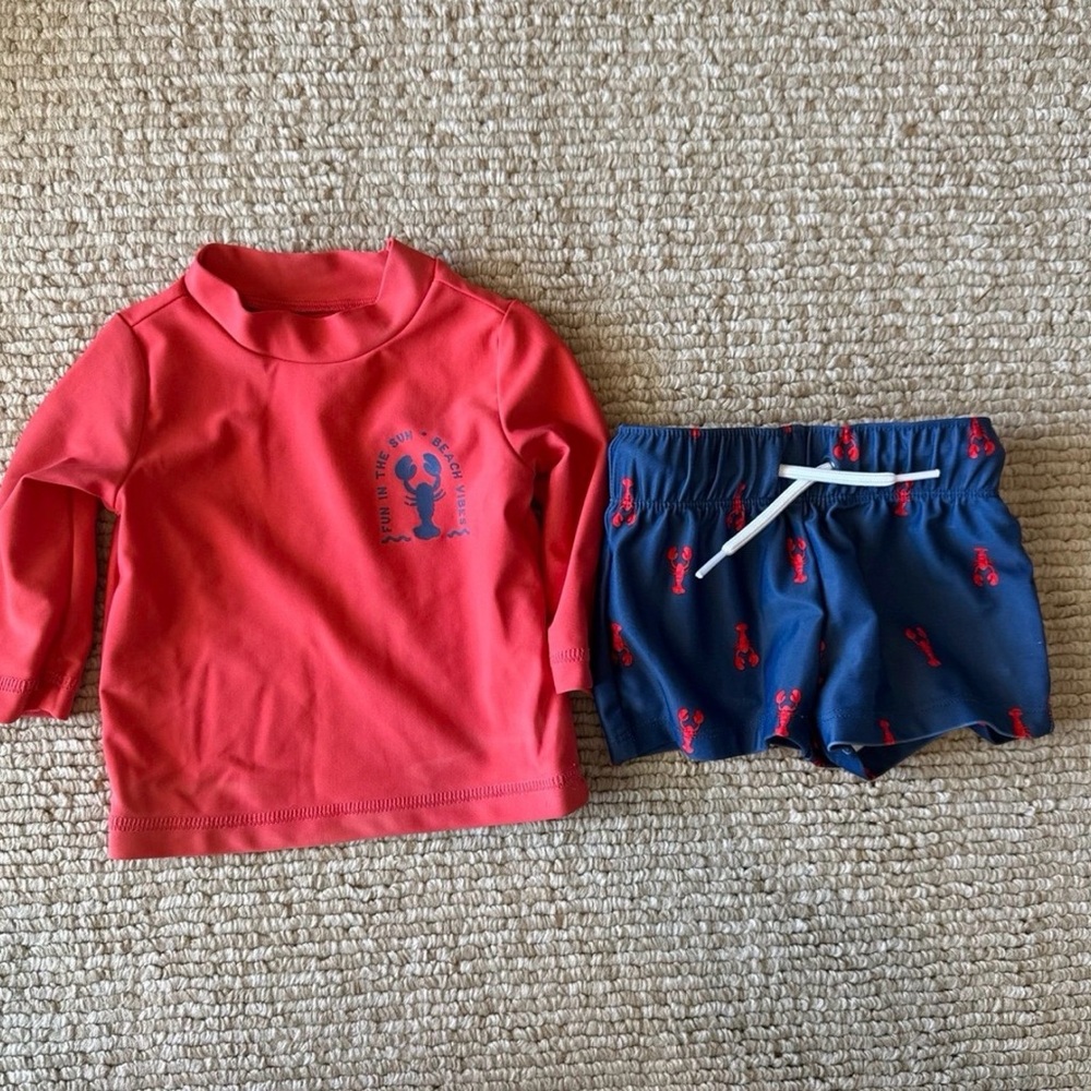 Baby Boy Carter’s Red and Blue Lobster Swim Set